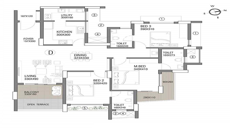 Chandragiri Horizon 3 BHK Apartment floor plan